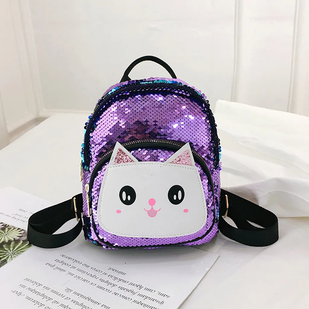 Рюкзаки для девочек и мальчиков с милым котиком, блестящими блестками, сумка на плечо, Школьный Рюкзак Для Путешествий, мини-сумки, хит, Детский рюкзак для малышей