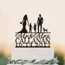Акриловый индивидуальный семейный Стиль Свадебный торт Топпер невесты и жениха с двумя мальчиками, пользовательское имя и дата для вас