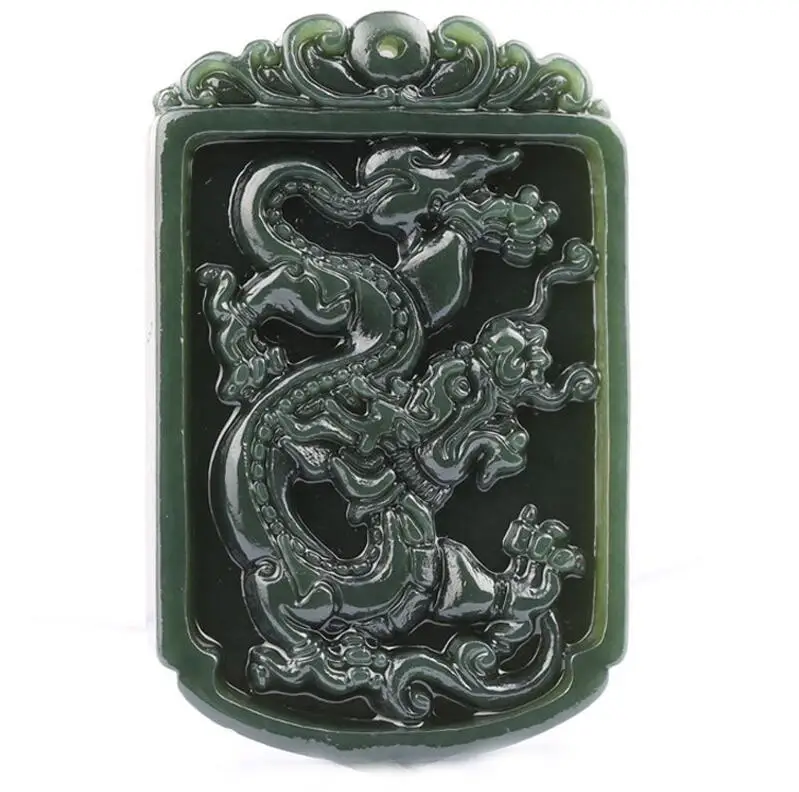 

Natural hetian QINGYU The Chinese dragon pendant fortune Zodiac dragon Couple pendant