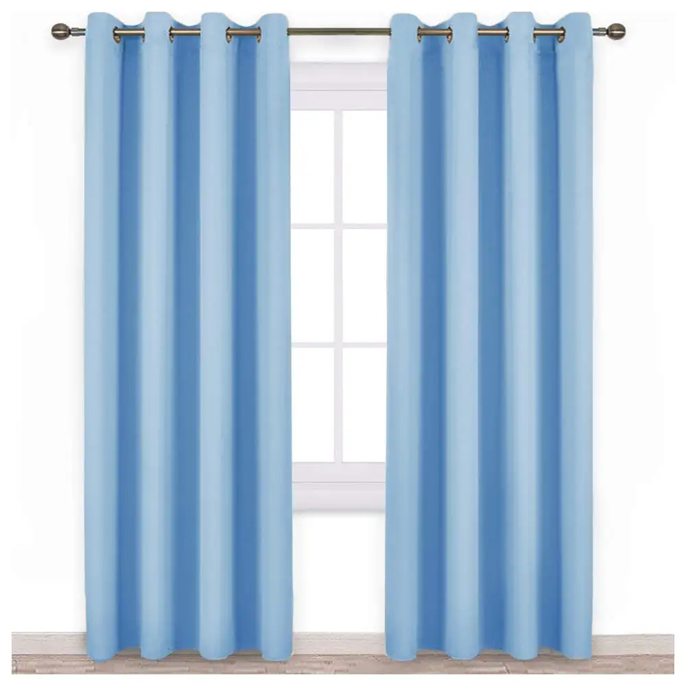 Solid Blackout Curtains for Living Room Bedroom Window Treatment Blinds Finished Drapes Modern Black Out Curtain - Цвет: Blue