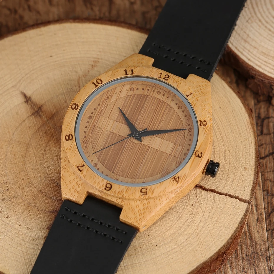 2017 Minimalist Wood Watch Male Watch Natural Bamboo Wood Watch Genuine Leather Casual Quartz Clock Men's Sports Reloj de madera 2018 Christmas Gifts (11)