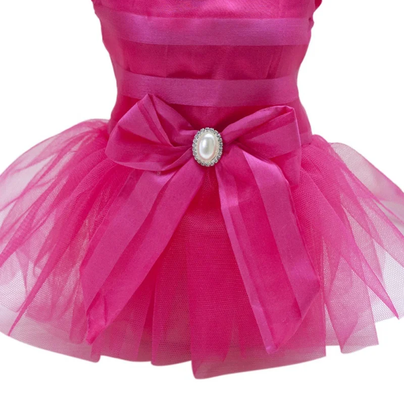 Весна/лето милые модели питомца Япония и Южная Корея Трехцветная горизонтальная Полосатая юбка для маленького собачье свадебное платье Вечерние - Цвет: Розовый