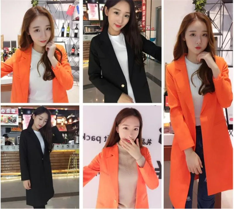 New Women Long Blazer Coat 2019Spring Korean Business Office Suit Jackets Ladies Blazers Solid Slim Female Tops Outerwear AA548