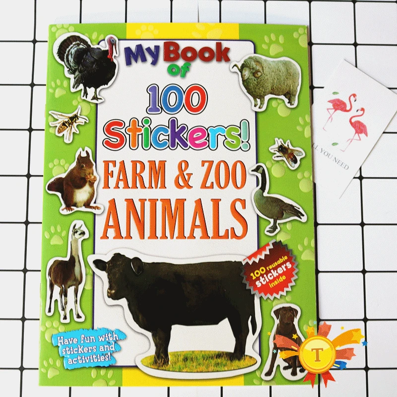 Наклейки книги для ребенка наклоняясь английская история книга с наклейкой s Дошкольное Раннее обучение Развивающие детские игрушки - Цвет: FARM-ZOO