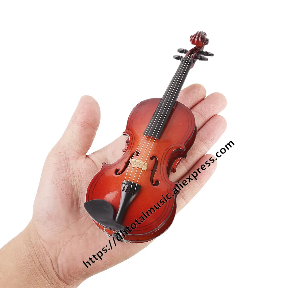 

Brand New Mini Violin With Support Miniature Wooden Musical Instruments Collection Decorative Ornaments Model