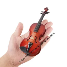 Mini violino personalizado, instrumentos musicais personalizados em madeira com suporte modelo de enfeites musicais em miniatura
