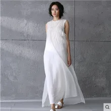 Brief Long font b Dress b font 2016 Summer Chinese Style New O Neck Sleeveless Embroidery