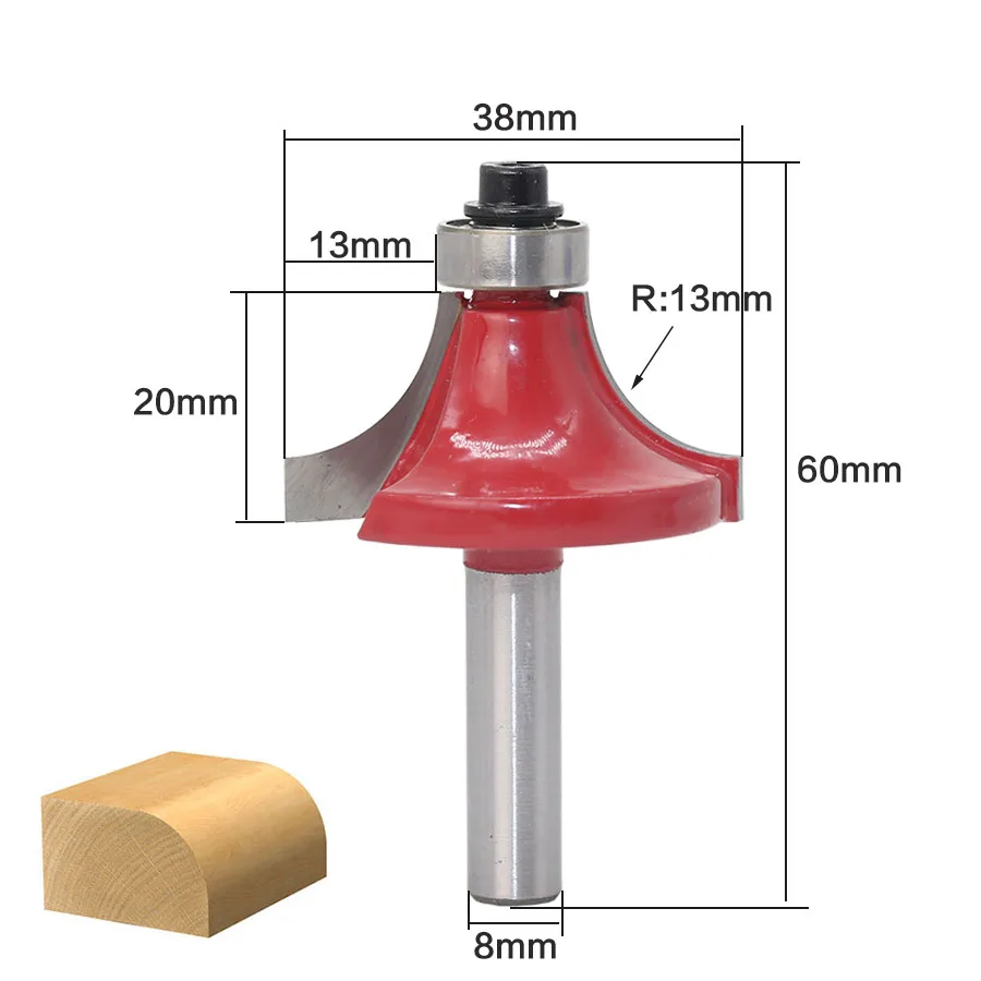 Круглый За кромки фрезы-1 "Radius-8" хвостовика 1 шт. 8 мм хвостовик древесины маршрутизатор немного прямо концом триммер очистка флеш отделка