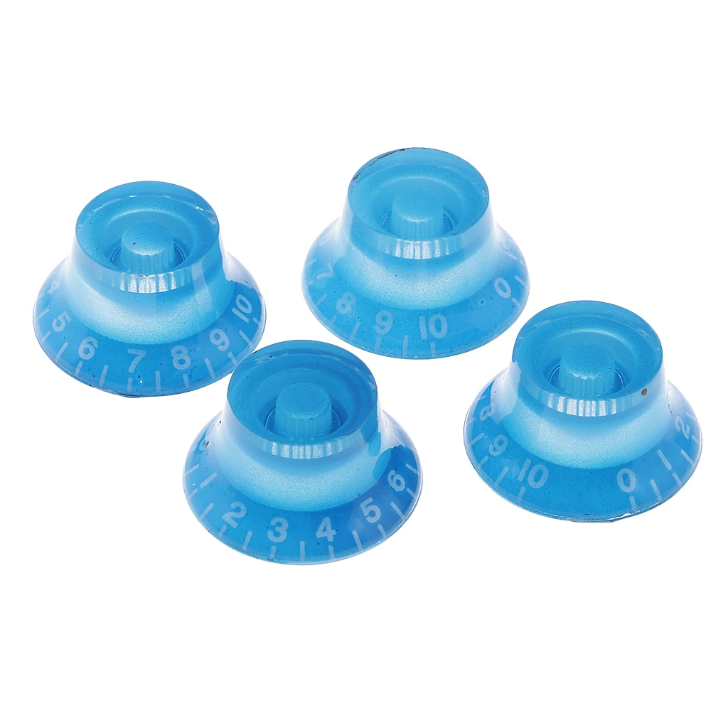 4 Pcs Acrylic Volume Tone Control Knobs with White Numbers Replacement Guitar Control Buttons for LP Electric Guitar