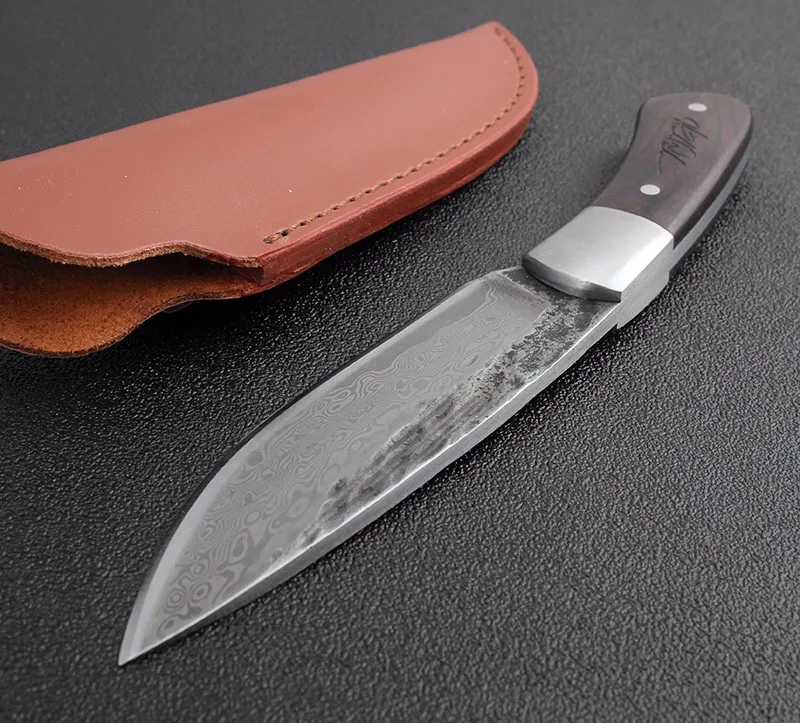 Outdoor Tactical Fixed Knives High-carbon steel Damascus pattern Knife Handmade camping Hunting Knife EDC tools Free shipping Outdoor Tactical Fixed Knives High-carbon steel Damascus pattern Knife Handmade camping Hunting Knife EDC tools Free shipping