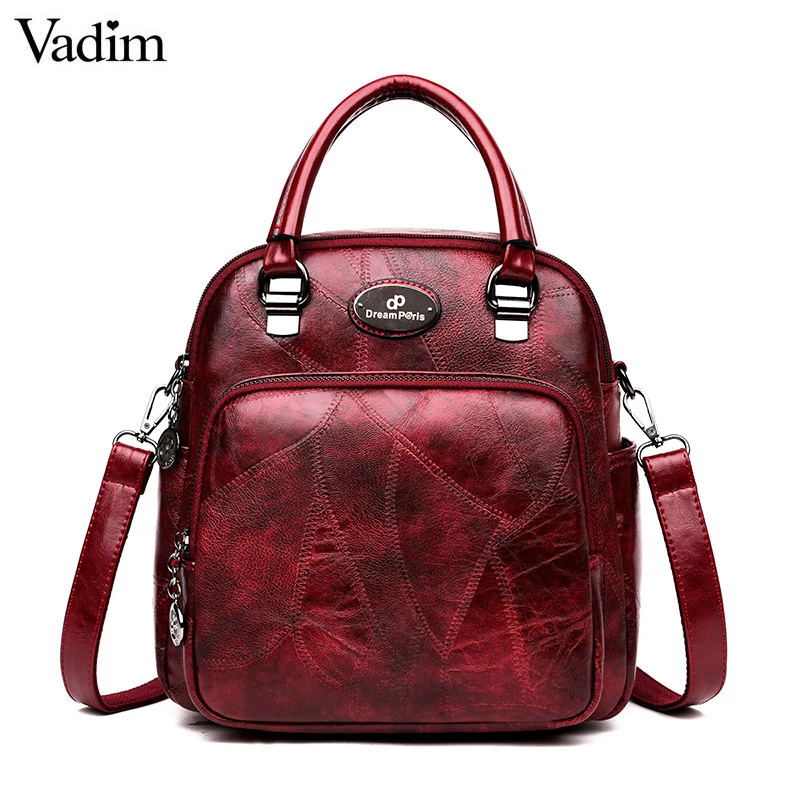 

Vadim 2019 Backpack Women Leather Backpacks Female Multifunction Backpack Retro Small Bagpack for Women Shoulder Bag Mochila