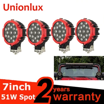 

4PCS 7INCH 51W Round Spot Beam LED Offroad Driving Light Work Light 4x4 For Truck Red Black 12V 24V Driving Lamp