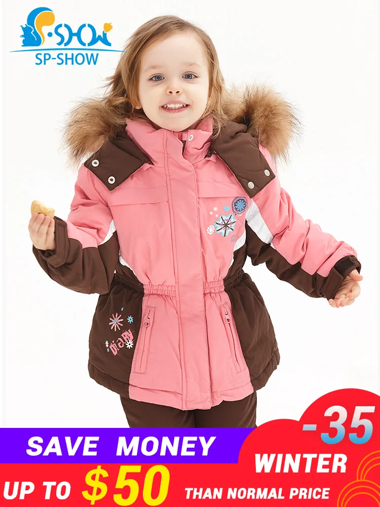 SP SHOW luxury brand Winter children Girl Clothing sets hooded two