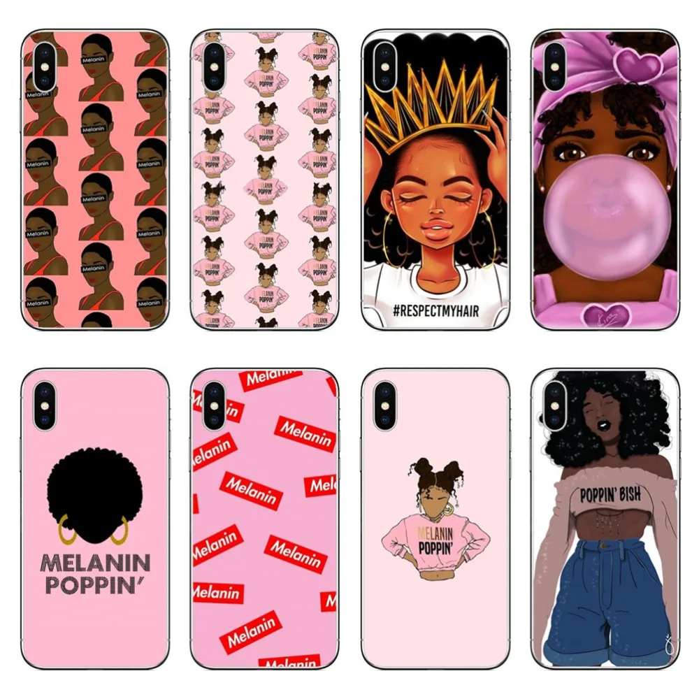 2bunz Melanin Poppin Aba Cases For iPhone X Fashion Black Girl Hard PC Phone Cover 5 5S SE 6 6SPlus 7 Plus 8 8Plus | Мобильные