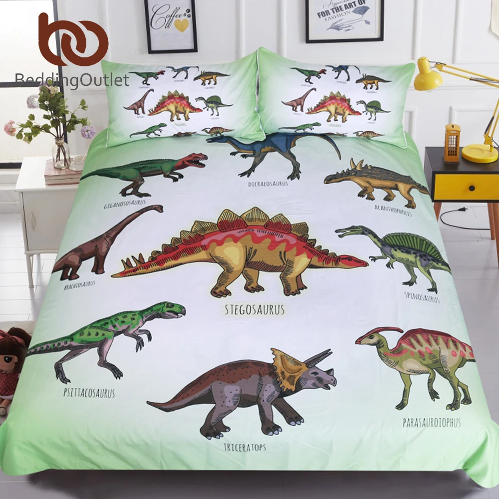 BeddingOutlet Dinosaurier Familie Bettwäsche Set für Kinder Cartoon Bett Abdeckung Einzigen Jungen Bettbezug set Jurassic Gedruckt Bettwäsche Online