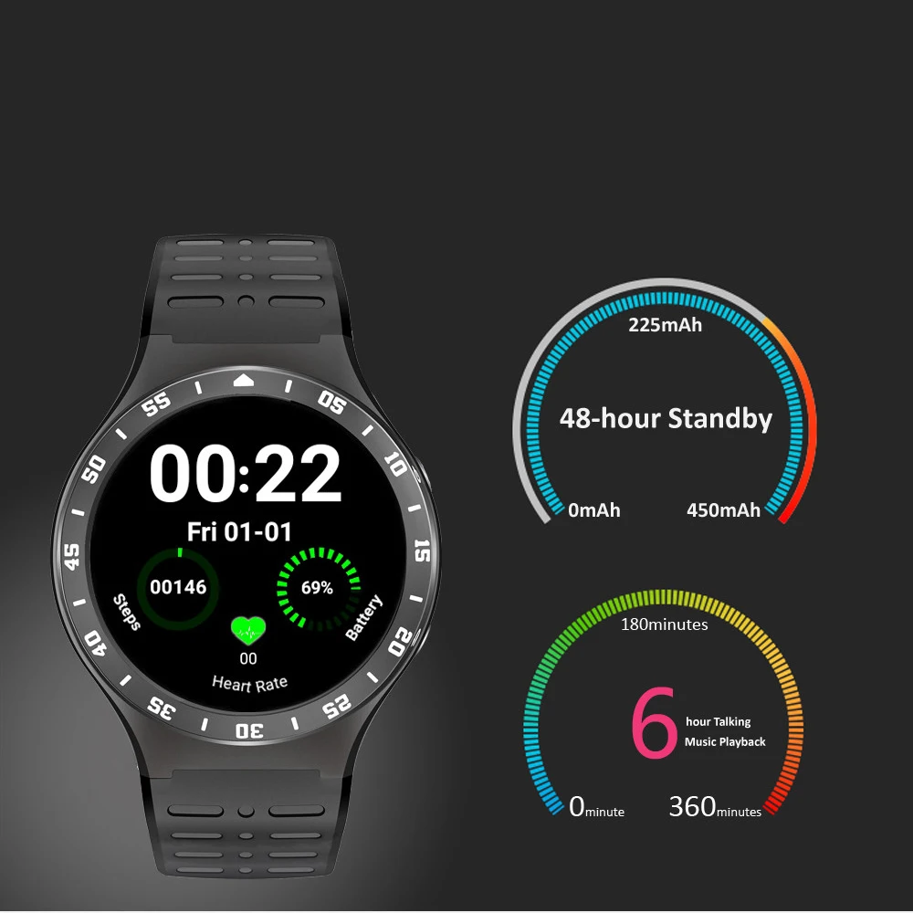  New 3G Smartwatch Phone 1.33'' Android 5.1 MTK6580 Quad Core 8GB ROM 2.0MP Camera WiFi Bluetooth He