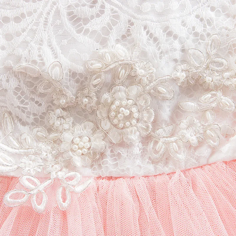 Baby Fluffy Cake Smash Outfits Toddler Clothing 1 3 Year Birthday Infant Party Dresses Beading Lace Backless Baby Baptism Dress