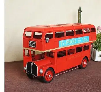 

Factory direct 1954 London red double-decker bus hand-made vintage iron model decoration Home statue