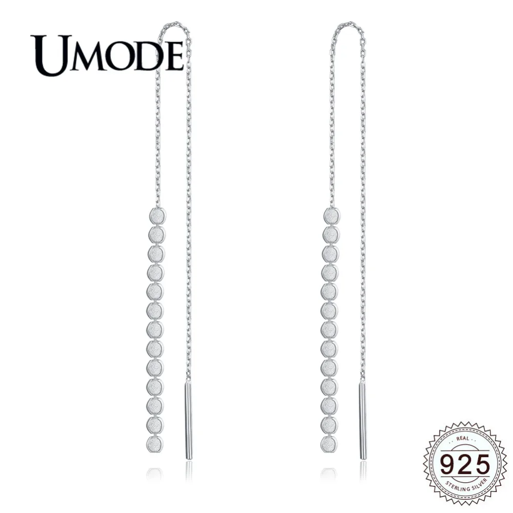 

UMODE 2019 New 925 Sterling Silver Long Link Chain Drop Earrings for Women White Gold Charm Dangle Earring Drops Jewelry ALE0266