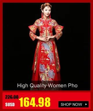 Традиционный китайский свадебное платье Cheongsam Длинные невесты традиции красный Qipao Вышивка Восточный Стиль платья Vestido Vermelho