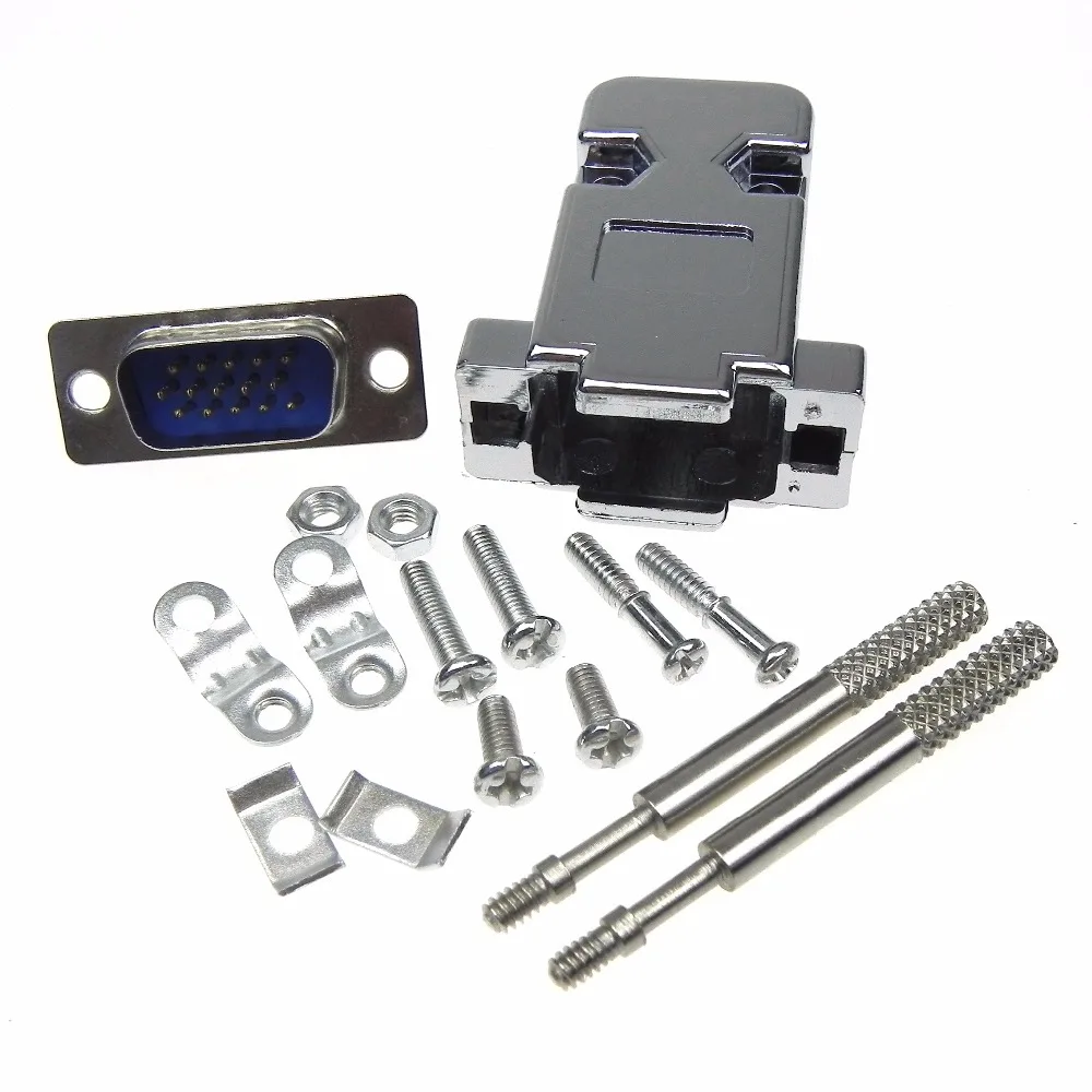 DB15-15pin male Cable soldering type socket with the screws DB15 cable connector full set 4