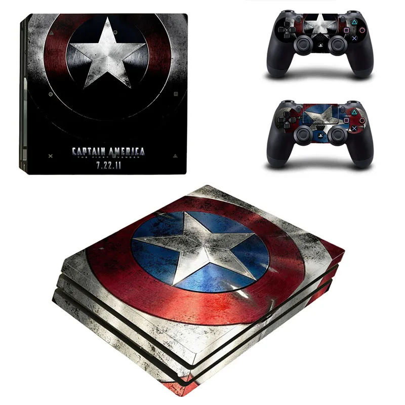 

Captain America Cover Decals Skin Sticker For Sony PS4 Pro Playstation 4 Pro Console & 2 Controller Vinyl Skins