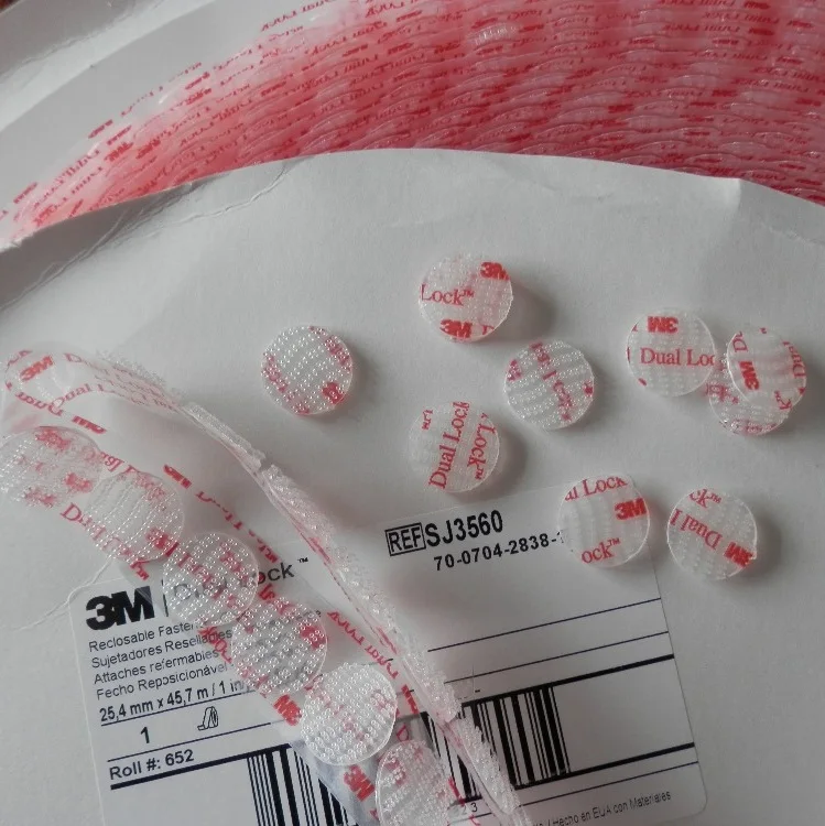 

15mm circle die cut 3M Dual Lock SJ3560 Clear Reclosable Fastener adhesive tape, Type 250, 30pcs/lot