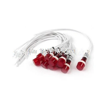 

10Pcs AC 220V 380V 24VDC Neon Indicator Pilot Signal Lamp Red Green Light w 7.7" Long Cable 10mm XDN1-C