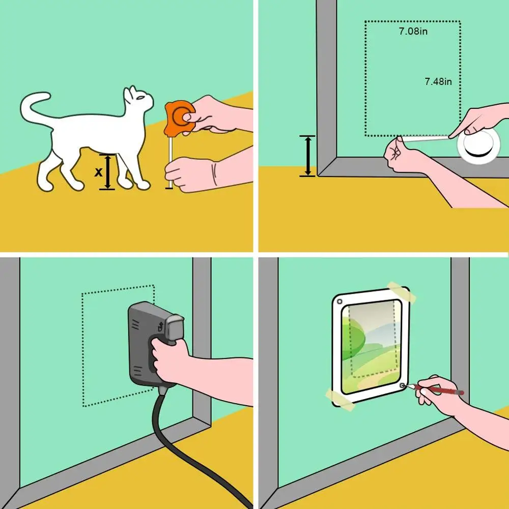 4 способа Запираемые безопасные двери для кошек, пластиковые магнитные межкомнатные двери для домашних животных, набор ворот для маленьких кошек, котят, собак