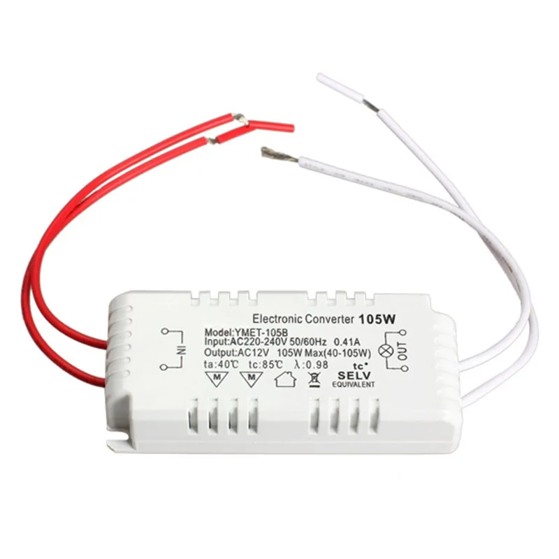 

New 105W 12V Halogen Light LED Electronic Transformer Power Supply Driver WWO66