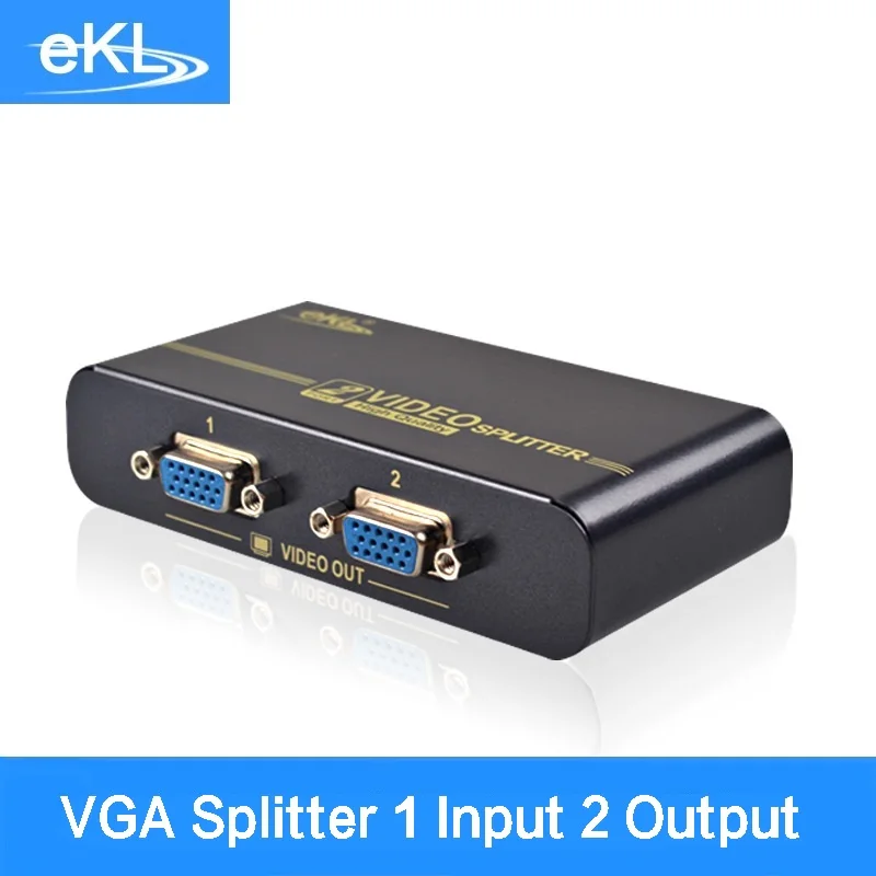 EKL VGA Splitter 2 ports VGA video splitter duplicator 350MHz High