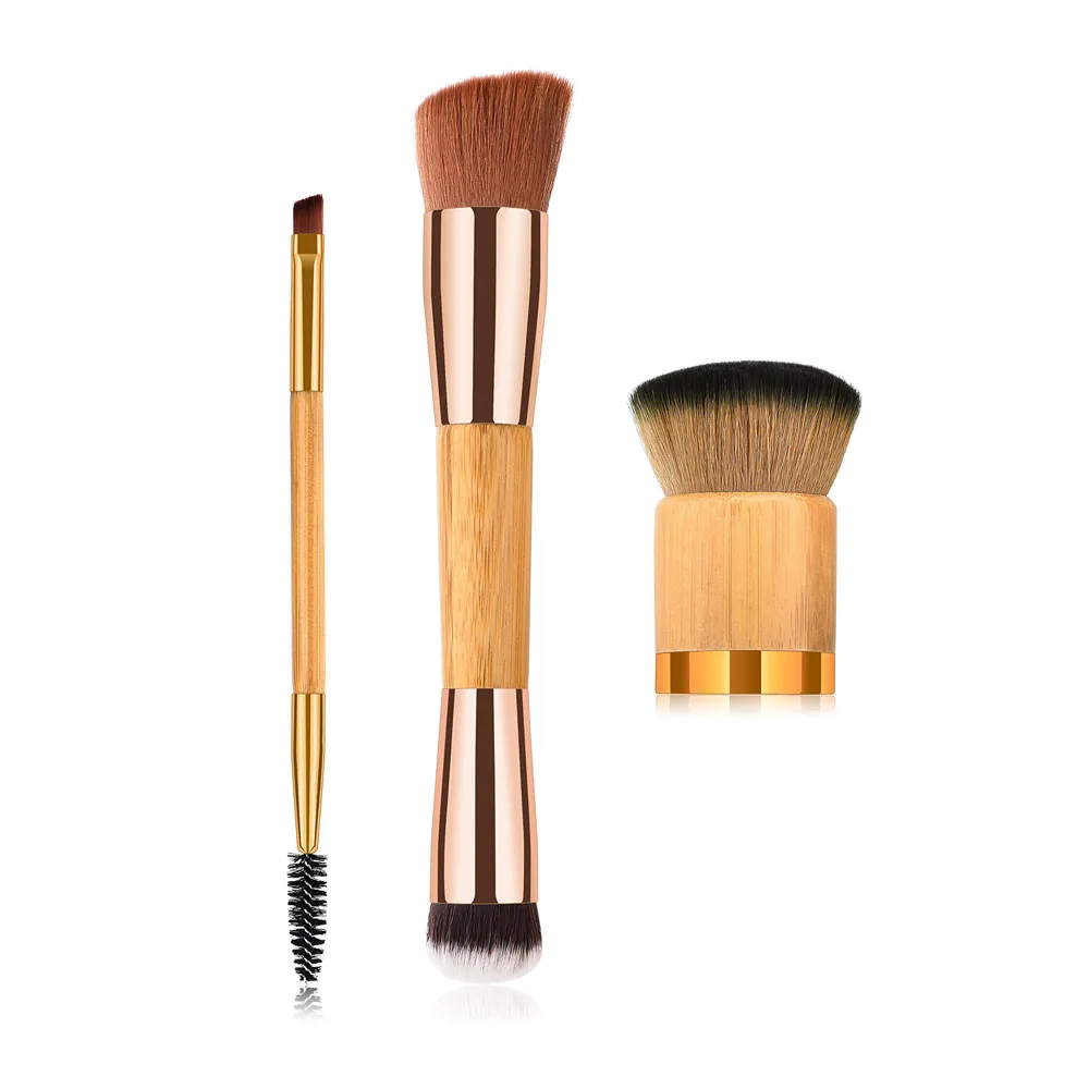

Makeup Brush Bamboo Brush 3PCS Foundation Powder Eyeshadow Brush Double End Cosmetic Makeup Drop shipping Aug17