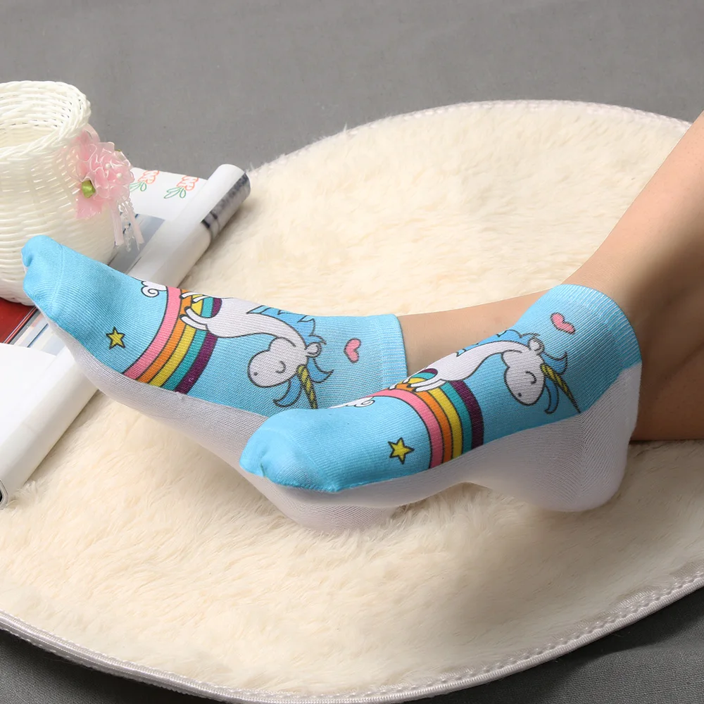 Fashion Women Men socks 3D Unicorn Cartoon Animals Harajuku Sock Unisex Low Cut Boat Ankle Socks