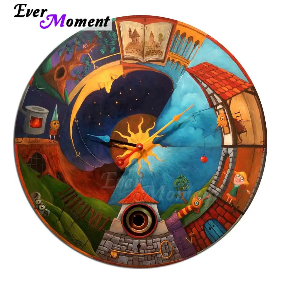 

Ever Moment Diamond Painting Clock Full Square Drill Picture Of Rhinestone Home Decoration Diamond Embroidery Handmade 3F361
