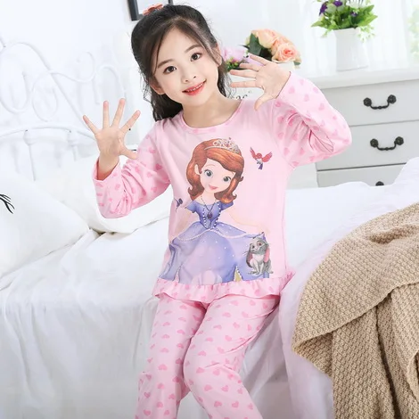 Для девочек 'pajamas Демисезонный тонкий хлопок комплект в детский дом платье принцессы Детские пижамы JA6 - Цвет: style 14