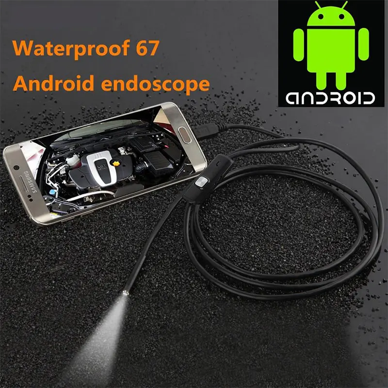 Lensoul 1 м 8 мм для телефона Android и компьютера OTG 2-мегапиксельный эндоскоп Водонепроницаемый светодиодный видеокамера