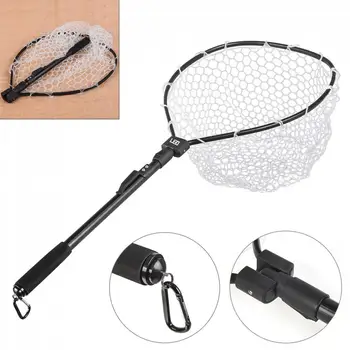 

Folding Rubber Fishing Net Length 85cm Retractable Telescoping Aluminum Alloy Pole Fly Fishing Landing Net