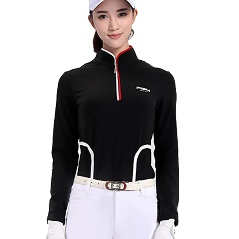 PGM Golf Shirts Womes Slim Sunscreen Stand Collar Golf Uniform Ladies