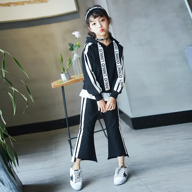 

Children's Garment Girl Weave Bring Leisure Time Suit Autumn Pure Cotton Long Sleeve Leisure Wide Leg Pants 2 Pieces