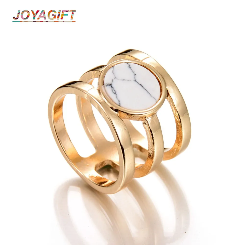 Подвески JOYA 2019 натуральные кольца howlite винтажные золотого цвета с белым