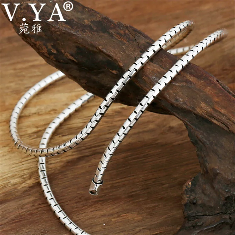

V.YA Fashion 925 Silver Snake Chain Necklace 2mm 3mm S925 Sterling Silver Chains for Men Women Jewelry 50cm 55cm 60cm 45cm