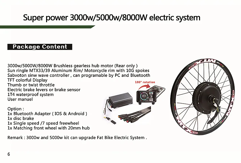 Excellent TFT display system 48V-72v 100A electric bike controller sine wave system Bluetooth sabvoton controller 9