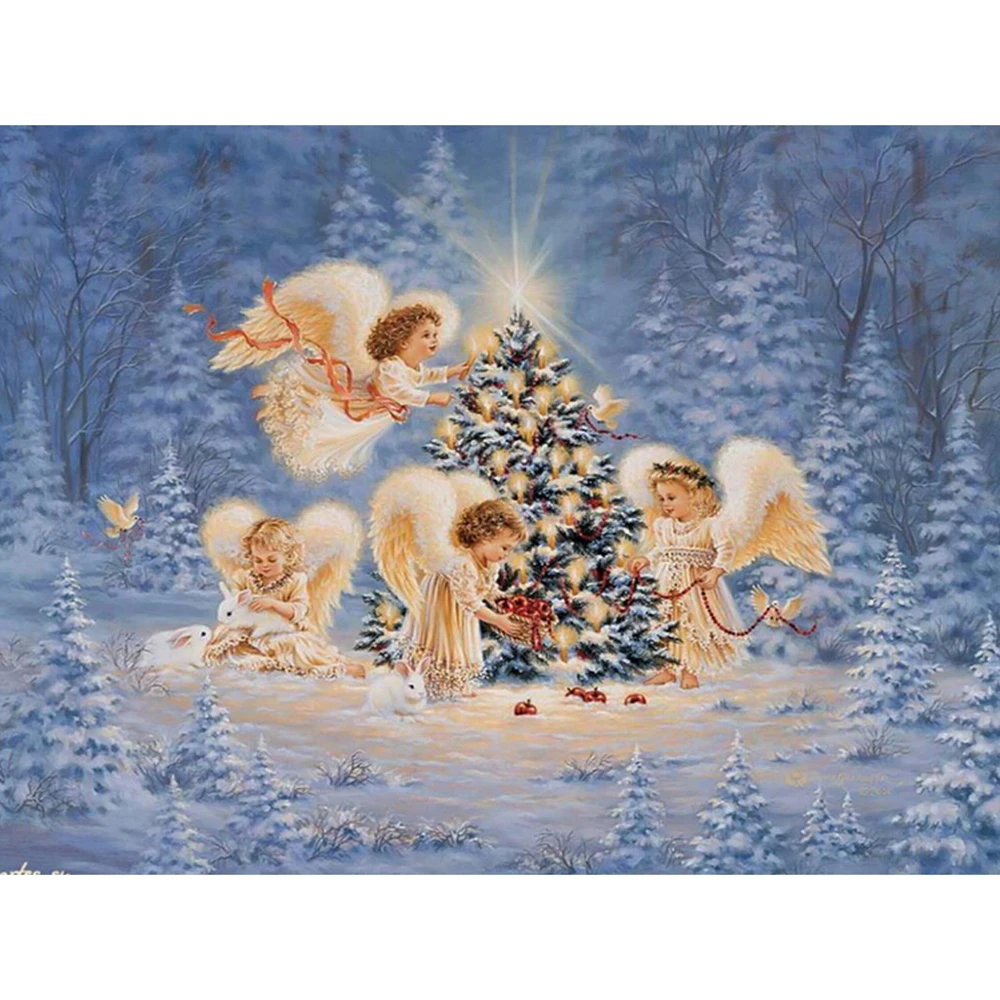 Diamond Embroidery Diy Angel Girl Snow Tree Diamond Painting Cross Stitch Full Square European Home Decor Mosaic Picture