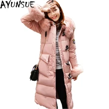 AYUNSUE пуховик Для женщин зимнее пальто белая утка вниз куртка из искусственного меха капюшоном парки милые Дизайн Abrigo mujer ST222