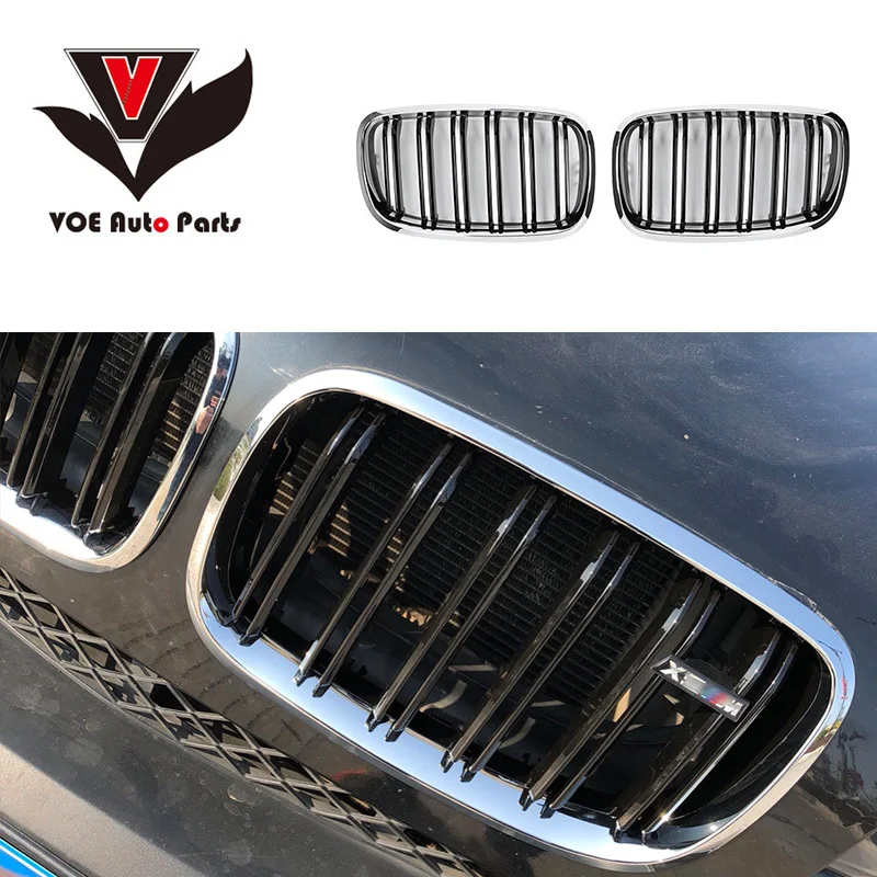 Koop E70 E71 M Look Nier Chrome Gloss Black Front Racing Grill Grille voor BMW X5 E70 en BMW X6 e71 2008 2013
