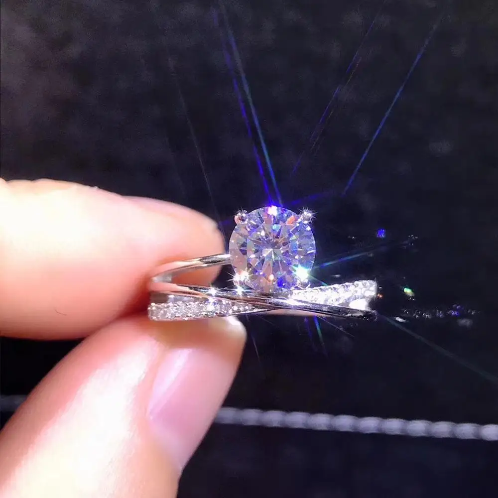 Женское кольцо из серебра с муассанитом 1ct D VVS|Кольца| |