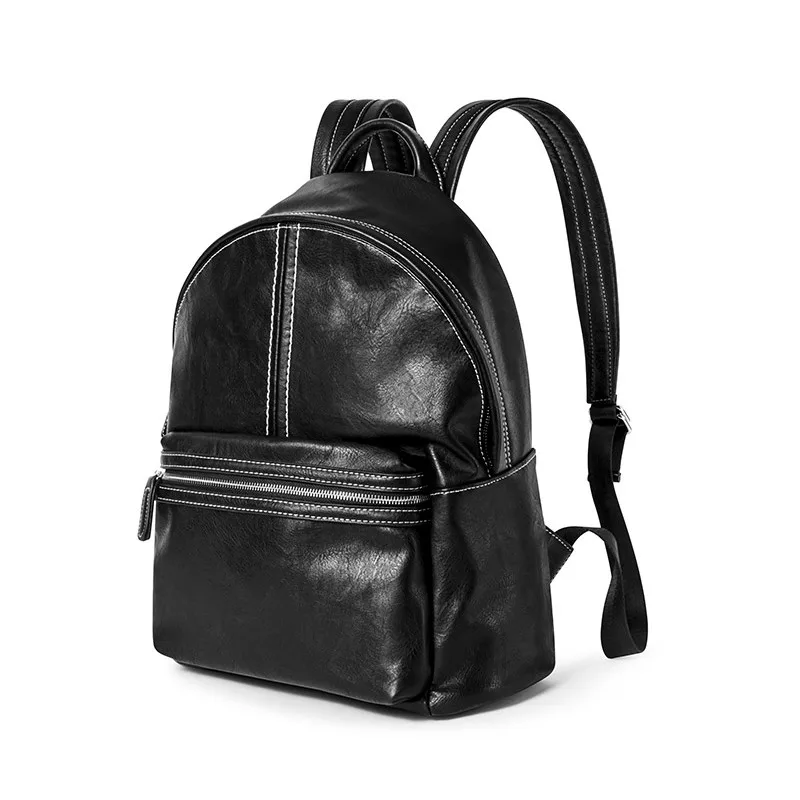 YGDB Brand Men PU Leather Backpack Zipper Women Backpacks Casual Ladies Preppy Black Laptop Bag ...