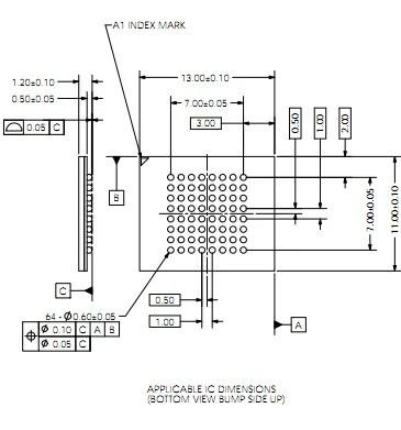 CBG064-087G-3 BGA64P IC тестовая розетка 1,0 мм Шаг PKG Размер 11 x13mm горит в розетке