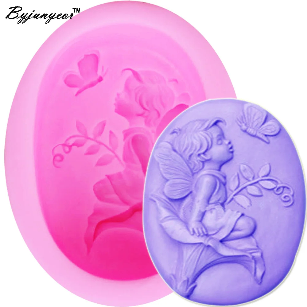 

Byjunyeor S073 Angel with Butterfly Tree Soap Mold,Resin Chocolate Silicone Cake Mould,Fondant Cake Decorating Tools ,9*7*3.2CM