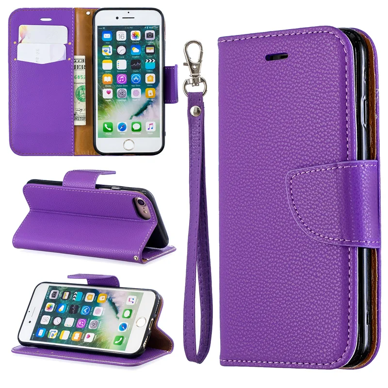 

2019 New Litchi Flip Mobile Phone Case For Iphone 8 7 6 6s Plus Cover Wallet Bag For Funda Iphone XR X XS Max Case Leather Book